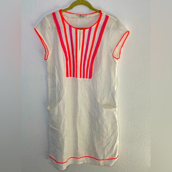 Boden Dresses & Skirts - BODEN linen mini dress sz 8 white with delicate embroidery